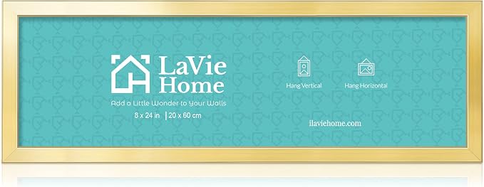 LaVie Home 8x24 Picture Frame Gold, Panoramic Picture Frame for Wall Decoration, Classic Gold Minimalist Style Suitable for Decorating Houses, Offices, Hotels（1 Pack）