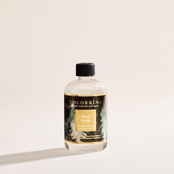 Cocorrína Reed Diffuser Refill Black Forest 10.14oz (300ml) with 8 Sticks - Premium Long-Lasting Floral Essential Oil, Home Fragrance for Bedroom, Bathroom Home Decor