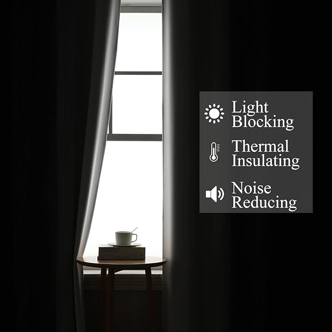 Estelar Textiler Black and Greyish White Blackout Curtains 54 Inch Length, Light Blocking Gradient Grommet Drapes for Bedroom, Thermal Insulated Ombre Curtains for Bathroom,42Wx54L,2 Panels