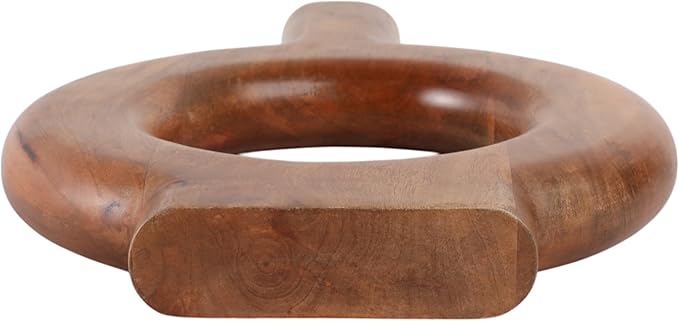 Mango Wood Decorative Vase – Table Decor Flower Holder, Living Room Tabletop Decor, Modern Donut Design Vase Accent for Circle Table Home Decor – 18", Brown