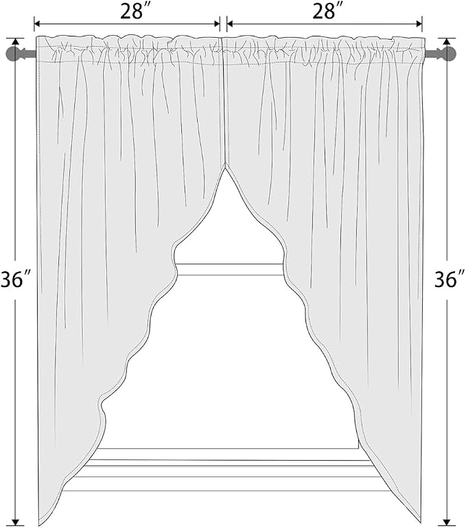 AAtter Teal Kitchen Valance Curtain for Window Black Gray Grey Modern Turquoise Abstract Small Short Swag Topper Bathroom Living Room Bedroom Rod Pocket Drapes Fabric 1 Pair, 28" W x 36" L, Geometric