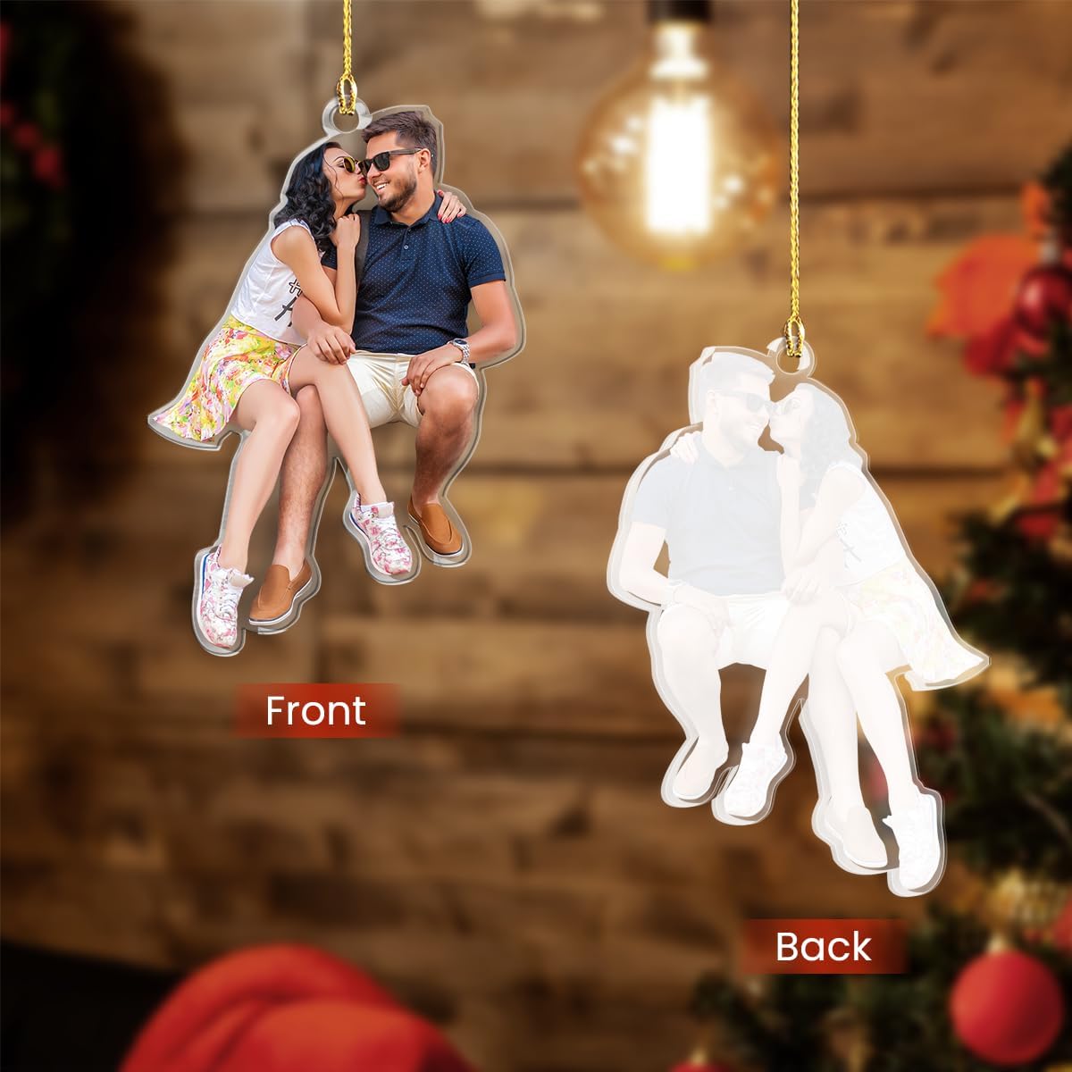 Personalized Custom Photo Ornament for Couple, Christmas Acrylic Ornament Gifts for Men Women, Newlywed Couple, Boyfriend Girlfriend, Christmas Hanging Decor
