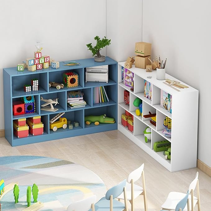 IOTXY Open Shelf Low Bookcase - Wooden 3-Tier Cube Bookshelf, Pear Yellow | MDF Material, Stable Raised Base, 10 Storage Cubby Display, Horizontal Short Shelf Unit, Scandinavian Minimalist Organizer