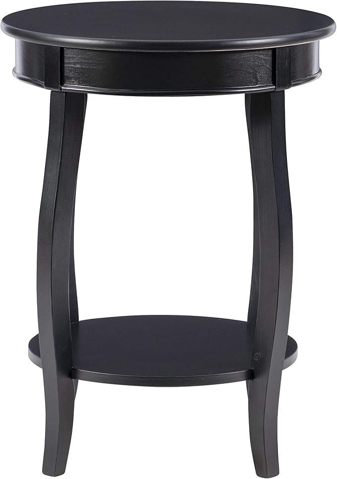 Powell Furniture Round Table with Shelf, Black