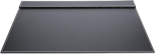 24" x 18" Leather Desk Blotter with Top Rail for Writing Leather Executive Desk Pad Protector Desk Mat for Office Home Workplace Black