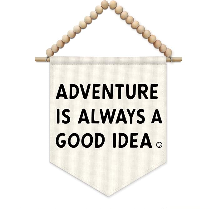SJDFCSA Adventure Nursery Wall Art Decor, Kids Room Decor, Adventure Is Always a Good Idea Boho Wall Hanging Display Pennant Flag for Kids Boys Nursery Toddler Room Bedroom Playroom Classroom