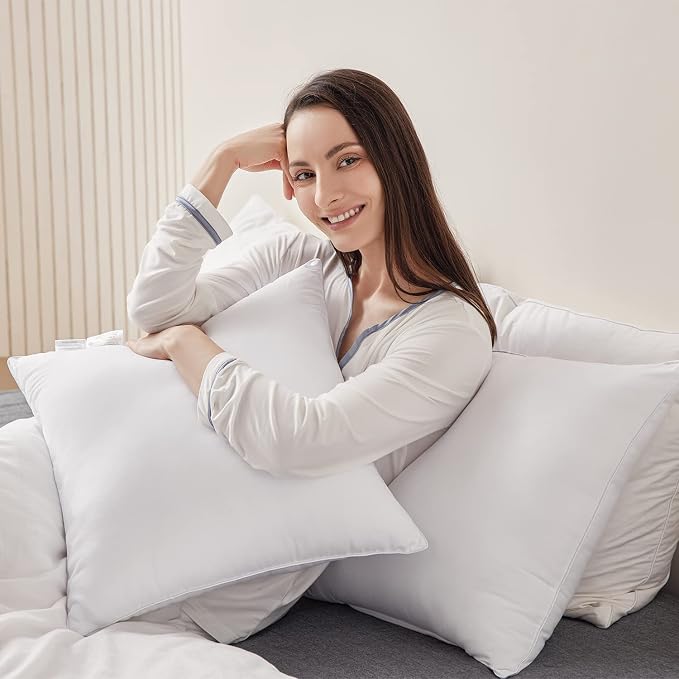 Qeils 16 x 16 Pillow Inserts Set of 2 White Throw Pillow Inserts with Soft Polyester Cover - Rectangle Square Interior Decorative Pillow Insert White Couch Pillow Sofa Pillow Inserts