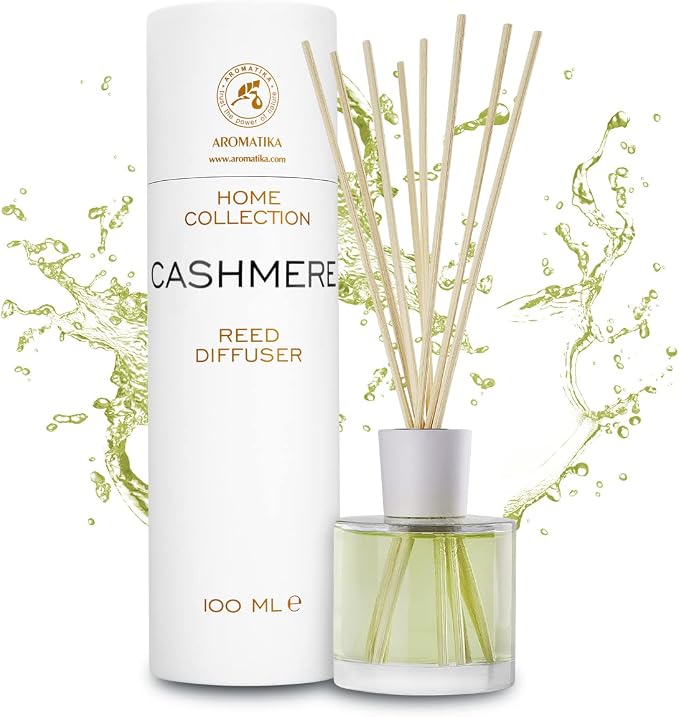 Reed Diffuser Cashmere 3.4 Fl Oz - Room Diffuser - Scented Diffusers with Bamboo Sticks - Home Fragrance - Air Freshener - Warm Scent - Fragrance for Living Room (Pack of 2)