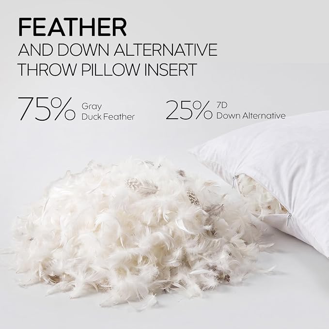 14x36 Feather Long Lumbar Pillow Insert, Decorative Throw Pillow Insert for Covers, Fuller Fit with Soft Support for Bed and Couch