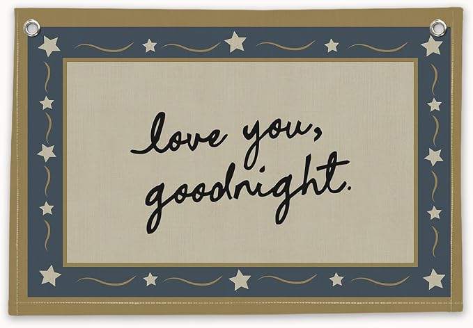 RTXLEZM Boys Girls Room Decor,Love You Goodnight Kids Toddler Nursery Room Canvas Banner Wall Hanging,Retro Navy Blue Neutral Nursery Wall Art Prints for Boys Girls Bedroom Playroom Decor,20x30 Inch