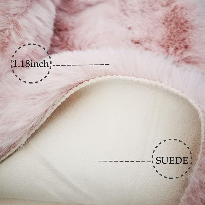 Ghouse Soft Faux Sheepskin Fur Rug 4x6 Pink Fluffy Plush Shag Bedside Rug Nursery Rugs Carpet Area Rug for Living Room Bedroom Playing Room Decor