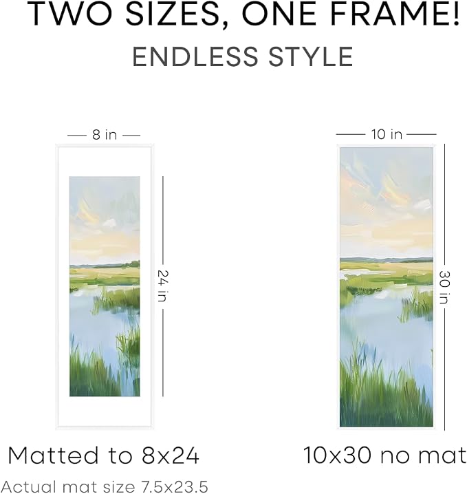 Homeforia 10x30 Picture Frame White, High End Metal 10x30 Poster Frames with Mat 8x24 inch Photo, 10 x 30 White Frames Matted to 8 by 24 Print, 30x10 Panoramic Frames, Tempered Glass, Wall Kit, Set of 2