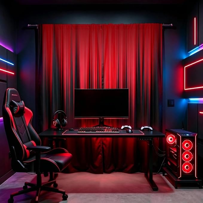 AAtter Red and Black Ombre Curtains 84 Inches Long, Gothic Dark Anime Window Drapes for Gamer Boys Bedroom, Rod Pocket Abstract Art Tall Gradient 52" W x 84" L Fabric, 2 Panels Set
