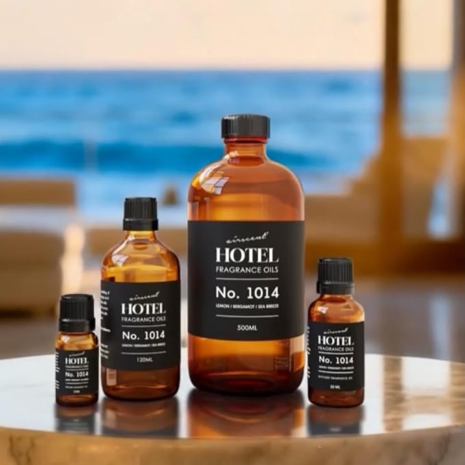 AirScent Hotel Diffuser Oil No. 1014 - Iconic 5-Star Hotel Blend - 30 mL | Lemon Bergamot Sea Breeze - Coastal Blend - Fragrance Oil for Ultrasonic and Waterless Diffusers and Crafting
