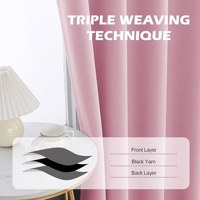 Pink Room Divider Curtains Blackout, for Living Room Bedroom, Back Tab and Rod Pocket with Hooks Suit for Ceiling Track or Rod, Floor to Ceiling Curtain for Wall Ceiling Mount 1 Panel Set