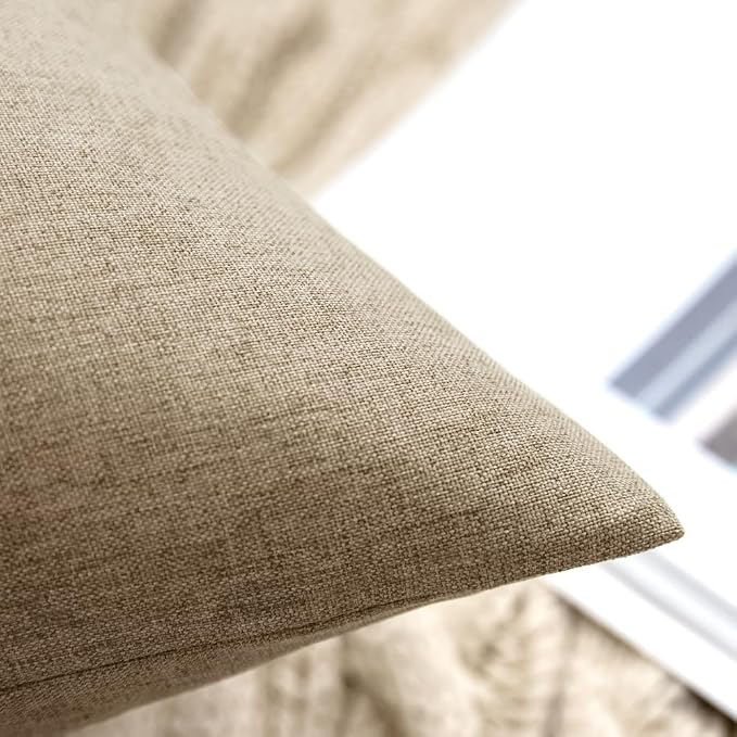 MIULEE Pack of 2 Decorative Outdoor Solid Waterproof Throw Pillow Covers Faux Linen Garden Farmhouse Cushion Cases for Patio Tent Balcony Couch Sofa 18x18 Inch Taupe Grey