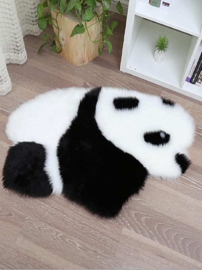 STP GOODS Faux Sheepskin Fur Rug, Fluffy Sheepskin Bedside Rugs, Bedside Rugs (Panda (95 x 65 cm))