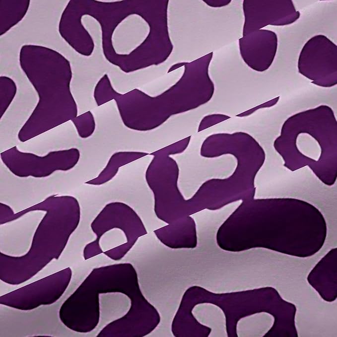 Feelyou Cute Leopard Room Darkening Blackout Curtain Cheetah Curtains for Bedroom Living Room Boys Girls Purple Animal Print Blackout Curtains (2 Panels, 52 x 63 Inch) Safari Window Treatments