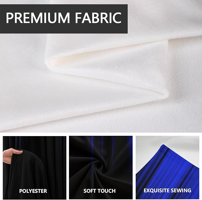 AAtter Royal Blue Black Kitchen Curtains, Ombre 27.5" W x 39" L, 2 Panels | Modern Striped Rod Pocket Drapes, Dark Abstract Style, Cool Anime Masculine Design, Small Short Bathroom Window Tiers