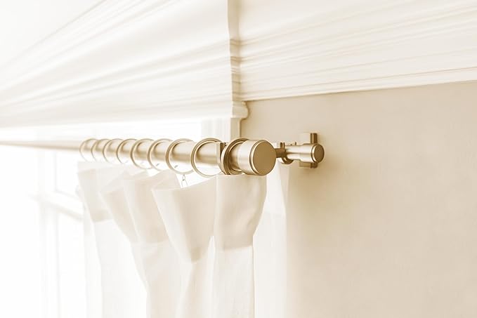 BlastHome® Non-Adjustable Luxury Double Curtain Rods for Windows, 1 ¼” Premium Rod Set, 4 1/2 foot Custom Fixed Length, Brushed Gold