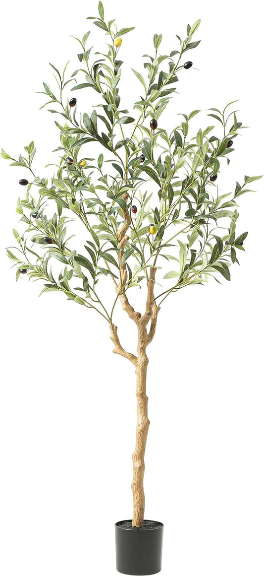 Nafresh Tall Faux Olive Tree，4Ft(48in) Realistic Texture Potted Silk Artificial Olive Tree， Fake Olive Trees Indoor Outdoor for Home Office Living Room Bedroom Foyer Porch Decor.