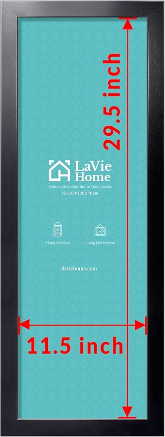 LaVie Home 12x30 Picture Frame Black, Panoramic Picture Frame for Wall Decoration, Classic Black Minimalist Style Suitable for Decorating Houses, Offices, Hotels（1 Pack）
