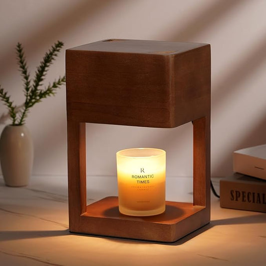 Candle Warmer Lamp Wood with Timer, Dimmable Electric Candle Lamp Warmer for Jar Candles, 2*35 Watt Bulb, Mothers Day Birthday Gifts for Women Men, Decorative Wooden Candle Lamp for Bedroom Home Decor