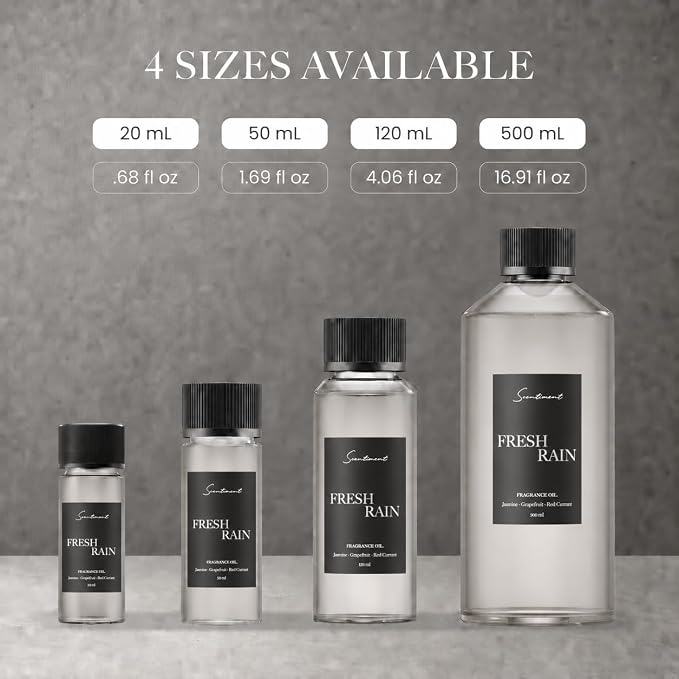 Scentiment Fresh Rain Diffuser Oil - Premium Hotel Scent with Notes of Jasmine, Grapefruit and Red Currant Home Scent, Hotel Fragrance Oil Diffuser Refill - 16.91 fl oz (500 mL)