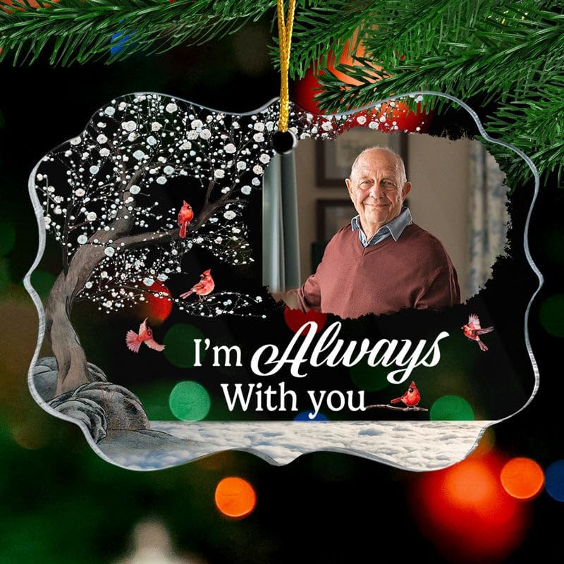 Pawfect House Custom Photo Acrylic Ornament, Personalized Christmas Sympathy Memorial Gift for Loss of Mom, Dad, I'm Wherever You Go, Bereavement Gifts for Loss of Father, Christmas Tree Ornaments