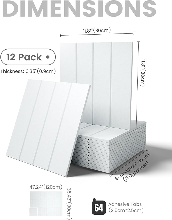 Fluxynara Large Felt Bulletin Board 48" x 36" Cork Board Alternative-12 Pack with 64 Safe Removable Adhesive Tabs, Cork Boards for Walls for Home Office Classroom Pin Board-Cold White