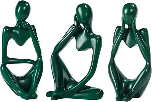 BMLCGJ Thinker Statue Gold Decor Abstract Art Sculpture, Golden Resin Collectible Figurines for Home Living Room Office Shelf Decoration,Great Gift Ideas (Green)