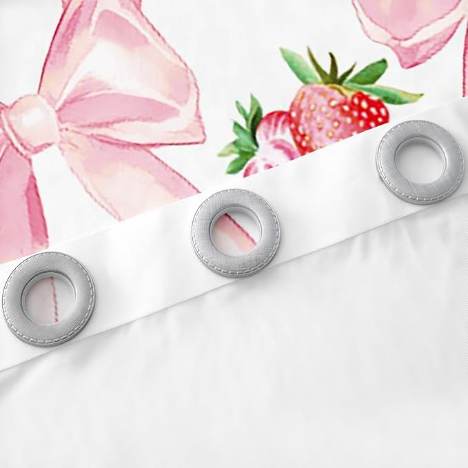Erosebridal Strawberry Bow 42" Wx63 L Window Treatments Pink Kawaii Bowknot Curtain for Kids Girls Teen Women,Ribbon Bow Window Curtain Geometric Fruit Bowknot Curtains & Drapes