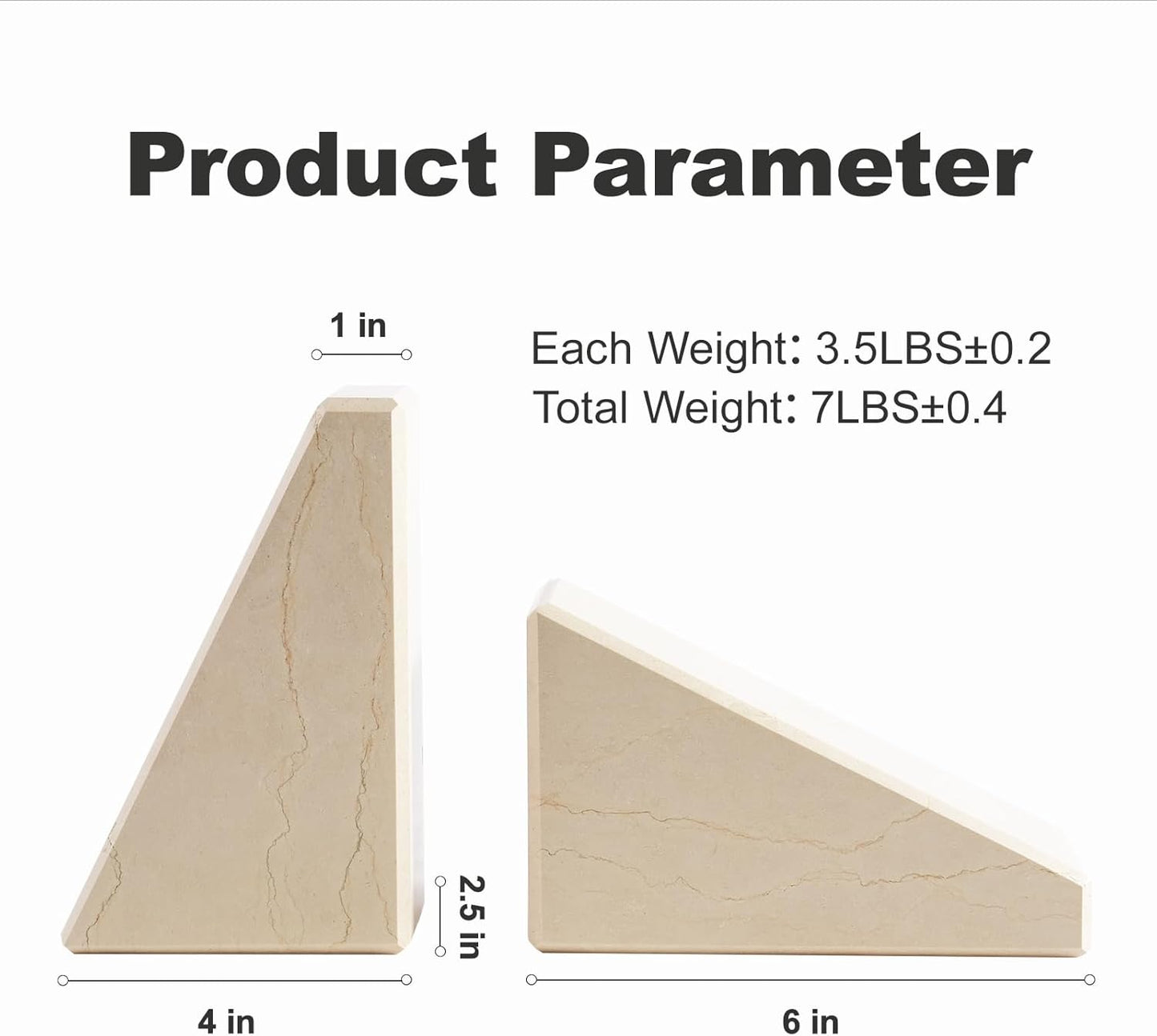Marble Bookend for Heavy Books, Decorative Bookends for Shelves, Durable and Heavy-Duty Book End for Hardback Books & CDS, Unique Book Stopper & Holder, Sunny Golden, Set of 2
