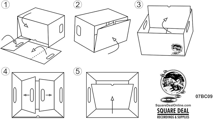 Durable Set of 10 - 7 inch Vinyl Record Storage Boxes - Sturdy Cardboard Construction with Removable Lid - Holds Up to 200 Records Each - Built Tough for Long-Term, Secure Archival Storage - #07BC09