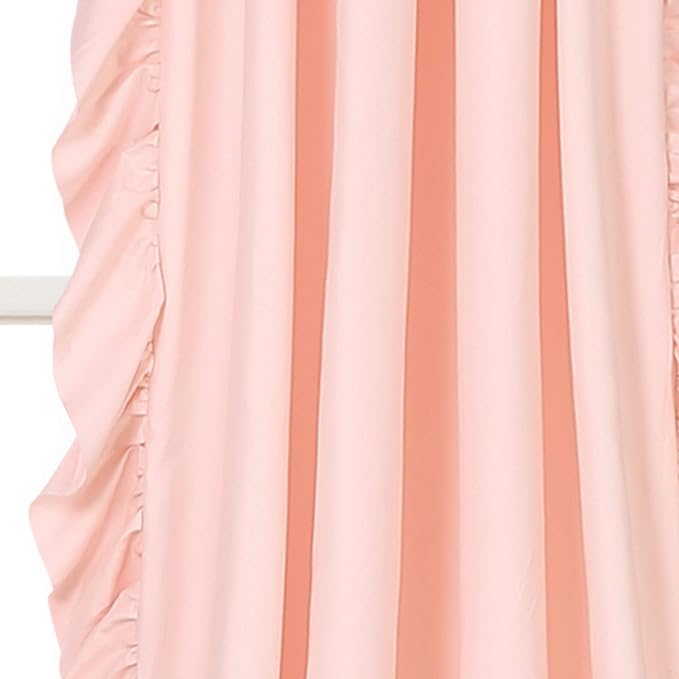 Lush Decor Reyna Ruffle Window Curtain Panel Set, Pair, 54" W x 84" L, Blush Pink - Flowy Curtain - Romantic Ruffle Curtains for Bedroom, Living room, or Dining Room - Farmhouse & Cottage Home Decor