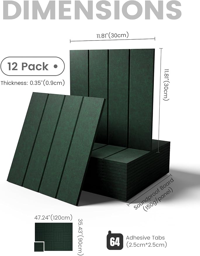 Fluxynara Large Felt Bulletin Board 48" x 36" Cork Board Alternative-12 Pack with 64 Safe Removable Adhesive Tabs, Cork Boards for Walls Cork Board for Home Office Classroom Pin Board- Pine Green