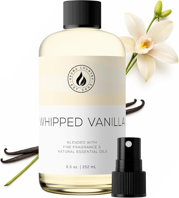 Aroma Country Whipped Vanilla Luxury Diffuser Oil Refill (8.5 Fl Oz) | Hotel-Inspired • Long-Lasting Home Fragrance • for Aromatherapy, Reed Diffusers, Diffuser Machines & Room Sprays