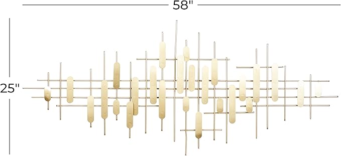 CosmoLiving by Cosmopolitan Metal Geometric Home Wall Decor Geometric Layered Wall Sculpture, Wall Art 58" x 2" x 25", Gold