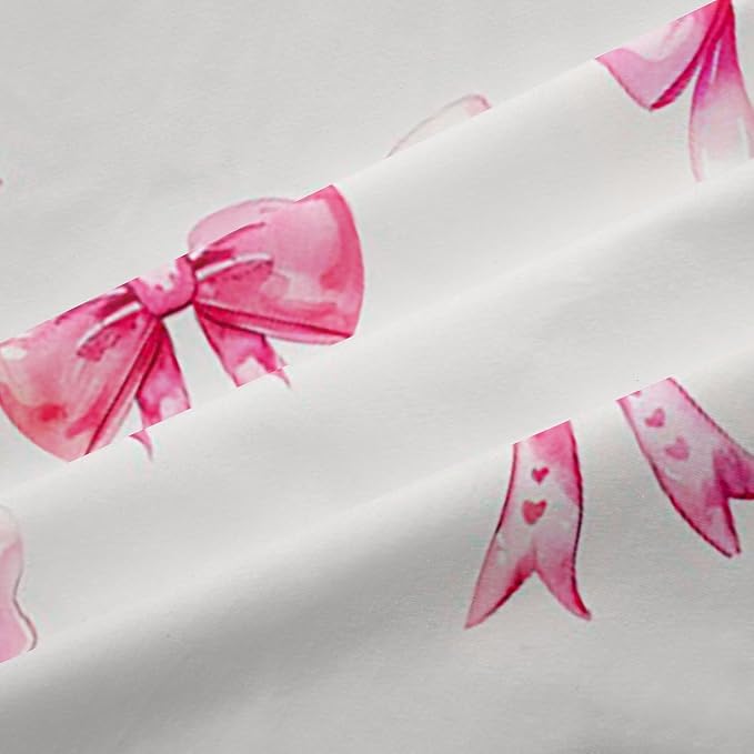 Feelyou Pink Girls Bow Room Darkening Blackout Curtain Boys Girls (2 Panels, 38 x 54 Inch) Bow Curtains for Bedroom Living Room Cute Bowknot Blackout Curtains Kawaii Window Treatments