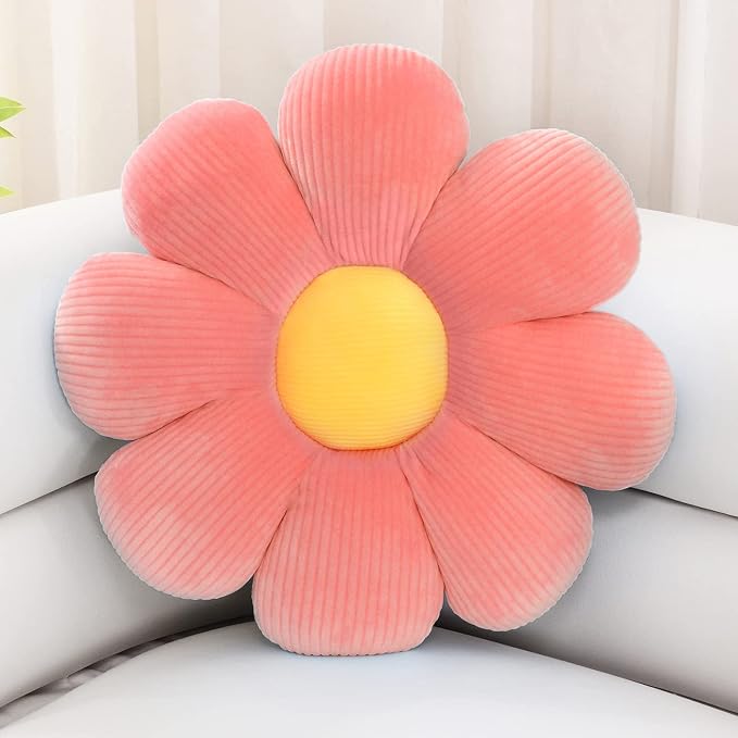 Sioloc Flower Shaped Throw Pillow - Butt Cushion & Floor Pillow, Seating Cushion, Cute Room Decor & Plush Pillow for Bedroom, Sofa, Chair (Red, 29.5'')