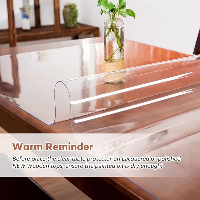 RostiKong 38 x 38 Inch Clear Square PVC Table Cover Protector 1.5mm Thick Custom Plastic Desk Pad Mat Easy Clean Vinyl Table Top Protector for Dining Room Coffee Table Garage Floor Rug Protective Mat