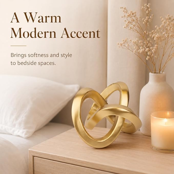 Gold Knot Decor for Coffee Table Book,Chain Link Decor for Bookshelf Entry Table TV Stand,Knot Sculpture for Home Living Room,Accent Decoracions para sala,adornos para sala Modernos