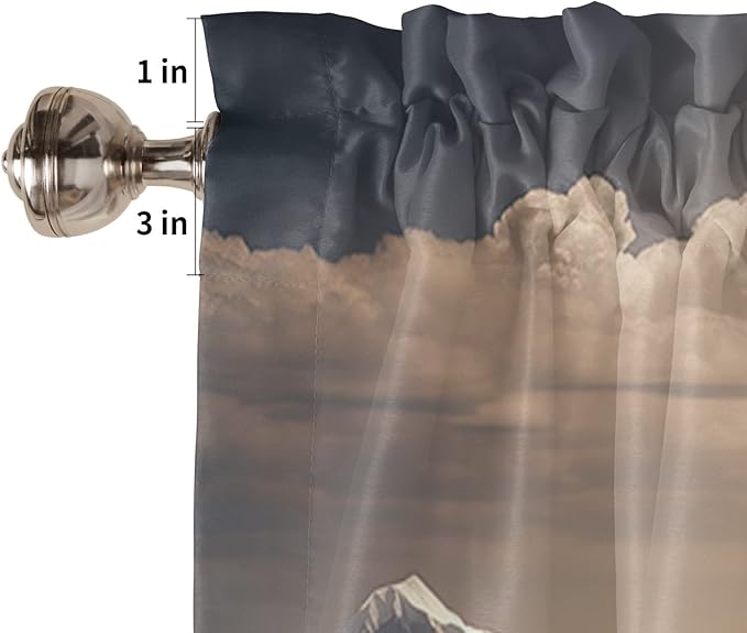Kitchen Tier Curtains 45 inches Length, Mountains Natural Landscape Alps Window Curtains for Living Room Bath Cafe,Rod Pocket Light Filtering Drapes Short Half Window Treatment Tiers 2 Panels