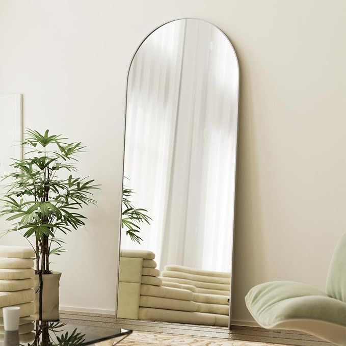 BEAUTYPEAK 71"x26" Full Length Mirror, Arch Full Body Floor Mirror, Wall Mirrors Hanging or Leaning Arched-Top with Stand for Bedroom, Dressing Room, Living Room, Silver