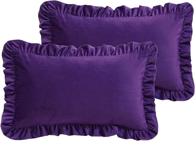 bilin gaier Velvet Purple 12x20 Throw Pillow Covers Set of 2,Spring Home Decor Pillow Covers with Zipper for Indoor & Outdoor Use,Rectangular Decorative Pillow Cases for Couch,Bed,Living Room