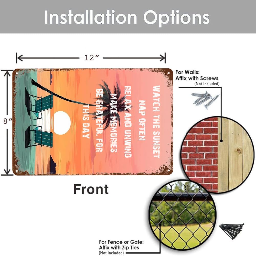 Beach Themed Room Wall Decor Retro Metal Tin Sign Beach Signs Beachy Room Decor Aesthetic Surfboard Vintage Home Bedroom Decorative Outdoor