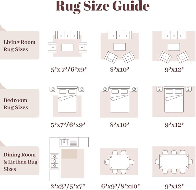 Homemate Washable Rug 9x12 Area Rugs - Vintage Faux Wool Rugs for Living Room Bedroom Dining Room - Non Slip Foldable Carpet Indoor Area Rug for Home Decor（9'x12', Pink
