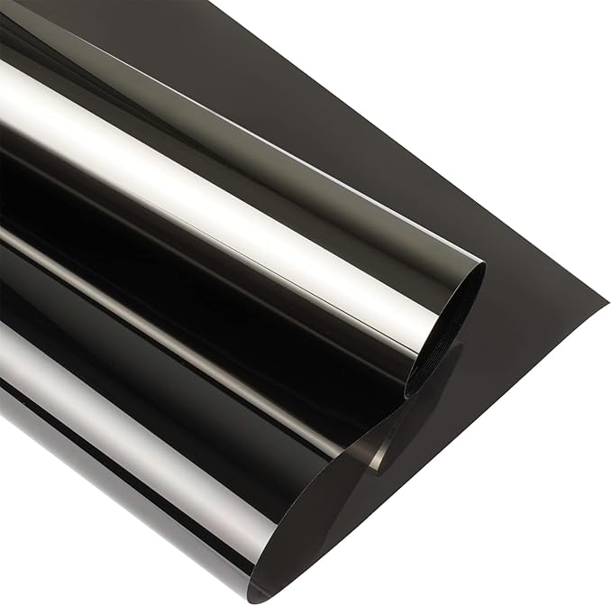 Lmlpt One Way Window Privacy Film See Out Not in Heat Control Windows Tint for Home Sun Blocking Anti UV Mirror Glass Tinting Films Self-Adhesive Door Coverings,Diamond Black Silver,23.6X78.7inch