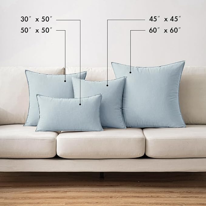 MIULEE Pack of 2 Decorative Linen Pillow Covers 18x18 Inch Coastal Blue | Boho Farmhouse Modern Soft Spring Accent Throw Pillows Neutral Cushion Covers for Sofa Couch Bed Living Room Home Decor