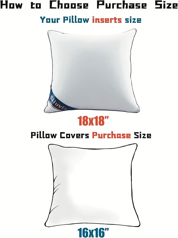 Siluvia Pillow Insert 18x18 Inch Set of 4 for Sofa, Couch, and Bed | 100% pure cotton shell, soft and breathable